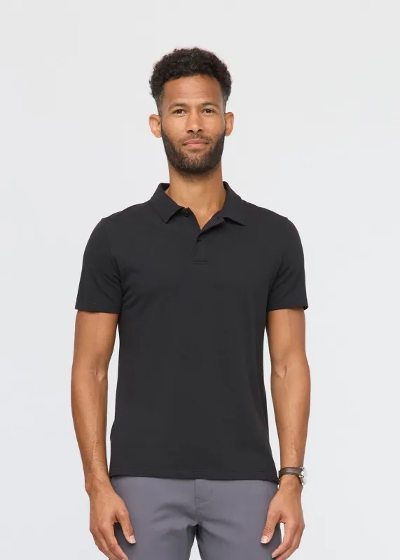 Air Flow Pique Polo - Black sold by DUER