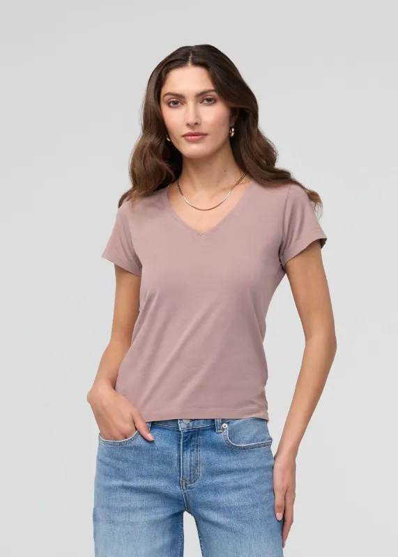 PurePima Slim V-Neck - Hazy Mauve sold by DUER