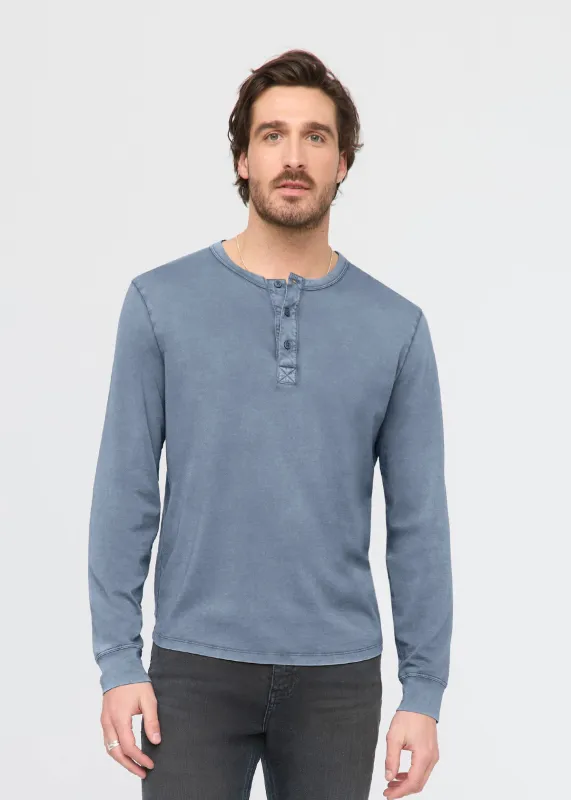 PurePima Vintage Henley - Washed Stone Blue sold by DUER