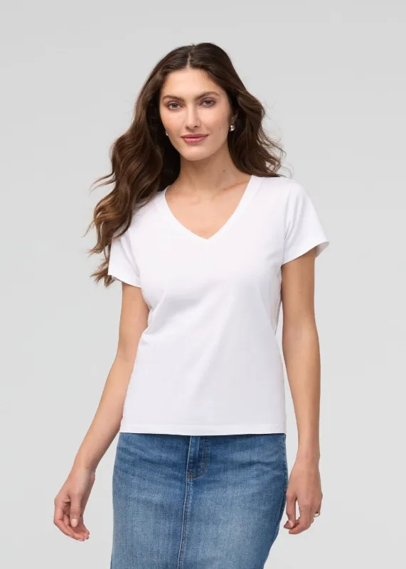 PurePima Slim V-Neck - White sold by DUER