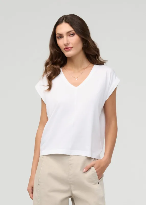 PurePima Dolman V-Neck - White sold by DUER