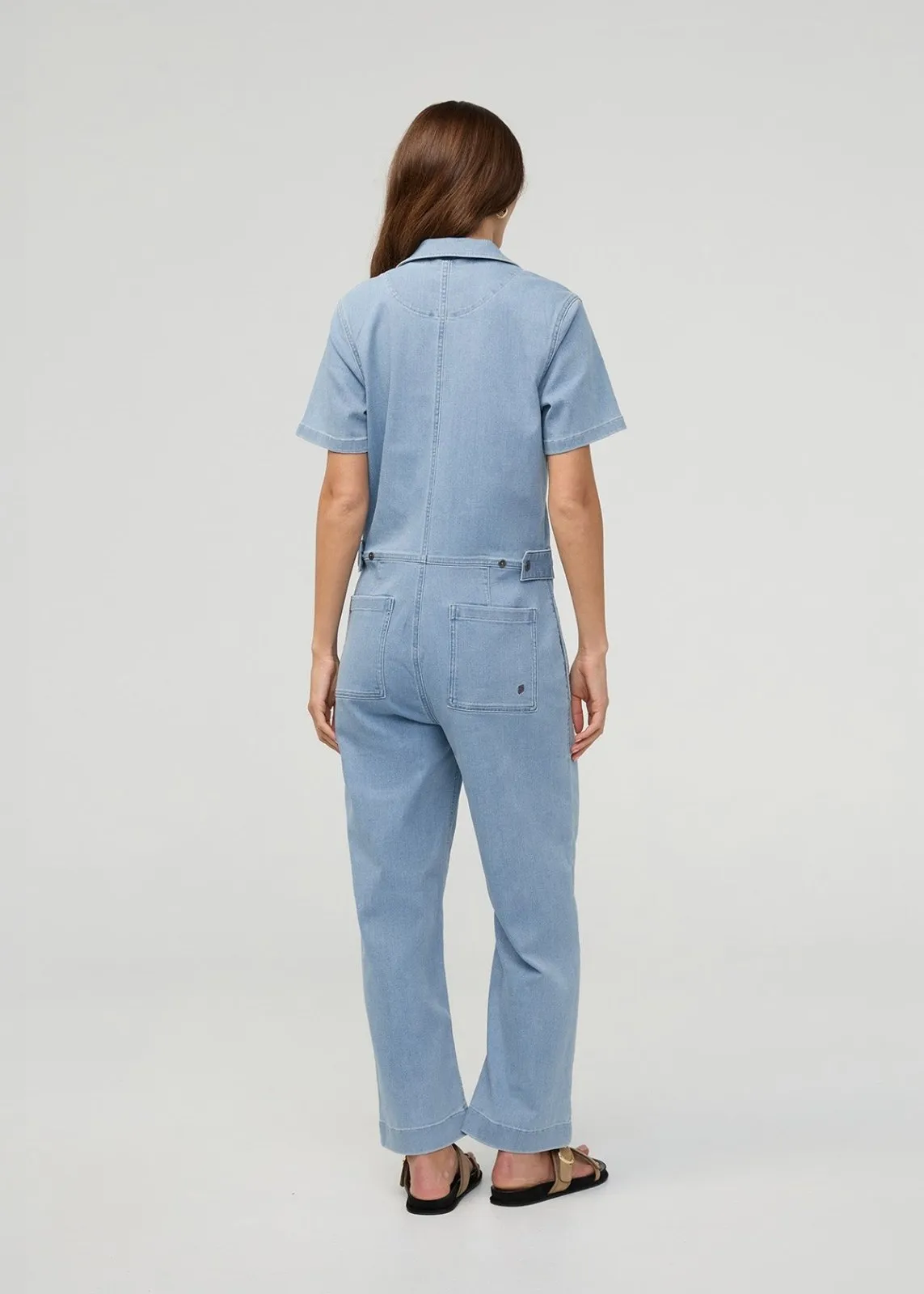 Performance Denim Short Sleeve Jumpsuit - Desert Blue sold by DUER product image thumbnail 4