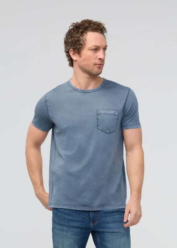 PurePima Vintage Pocket Tee - Washed Stone Blue sold by DUER