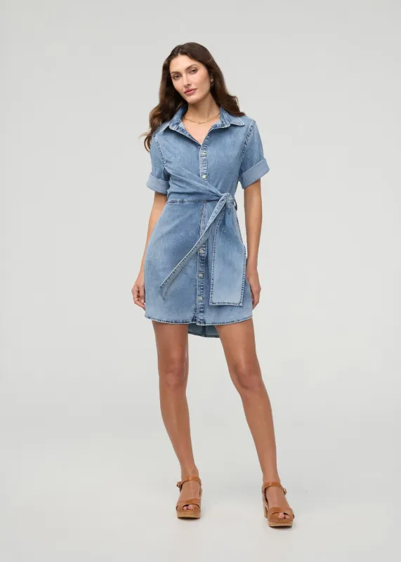 Performance Denim Lite Wrap Shirt Dress sold by DUER