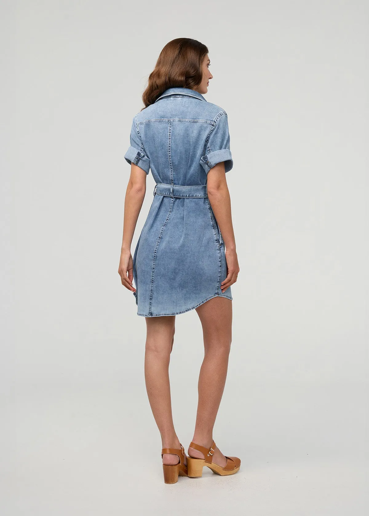 Performance Denim Lite Wrap Shirt Dress - Light Stone sold by DUER product image thumbnail 3
