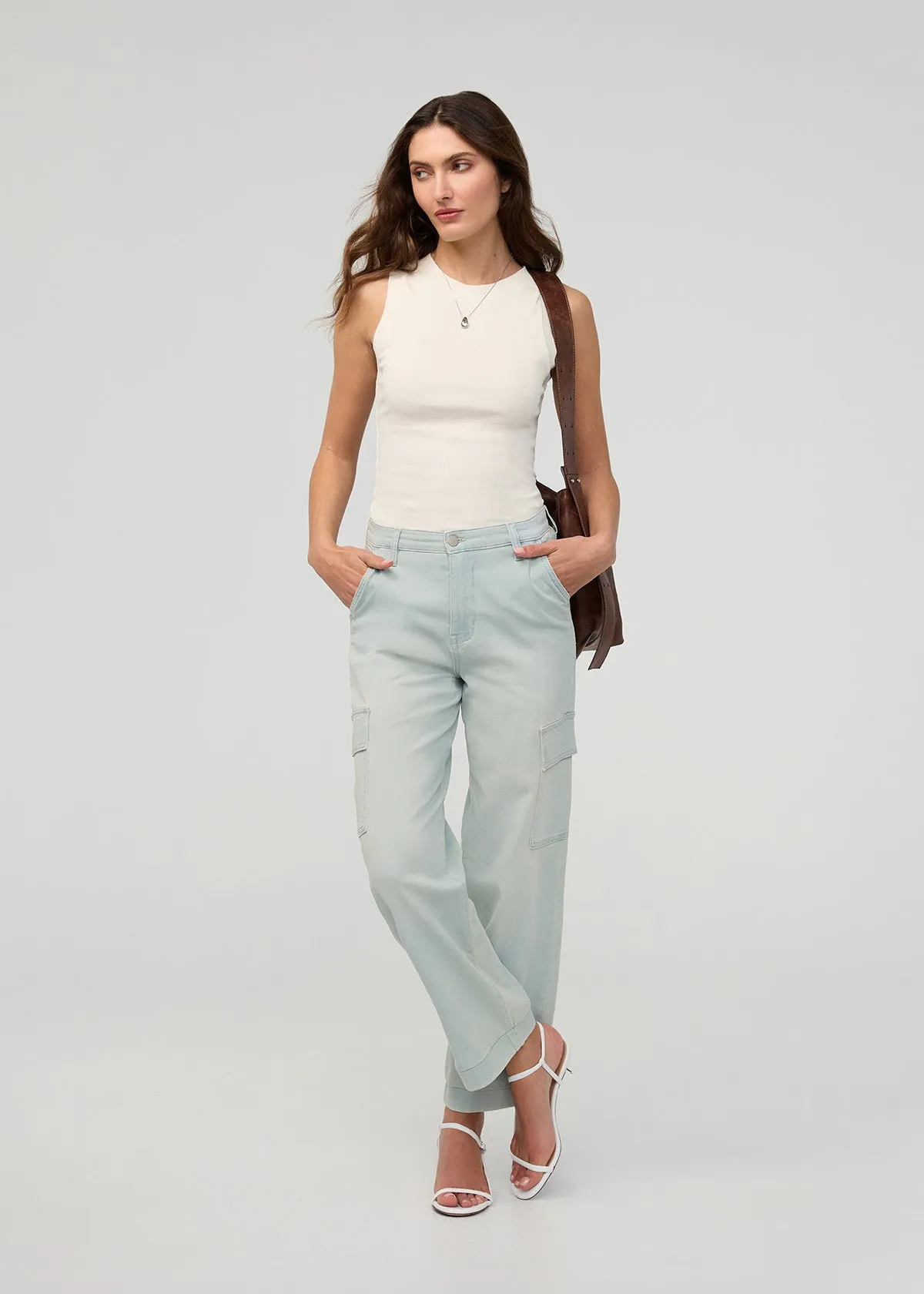 Performance Denim Lite High Rise Cargo - Palisade sold by DUER