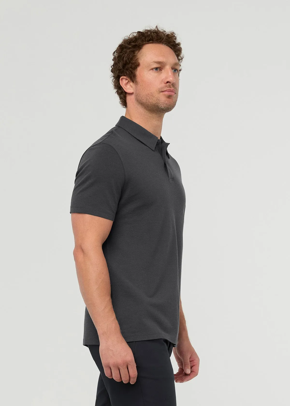 Air Flow Pique Polo - Charcoal sold by DUER product image thumbnail 3