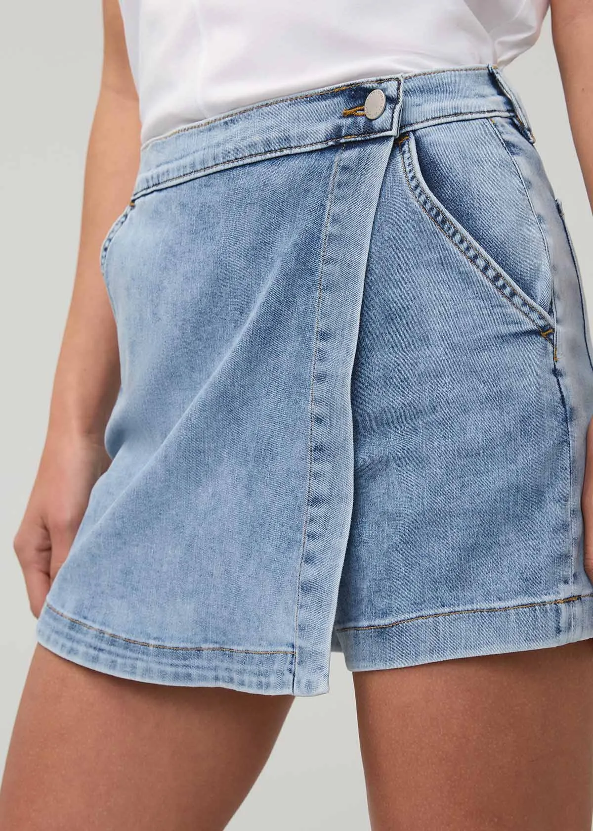 Performance Denim Lite Wrap Skort - Light Stone sold by DUER product image thumbnail 5