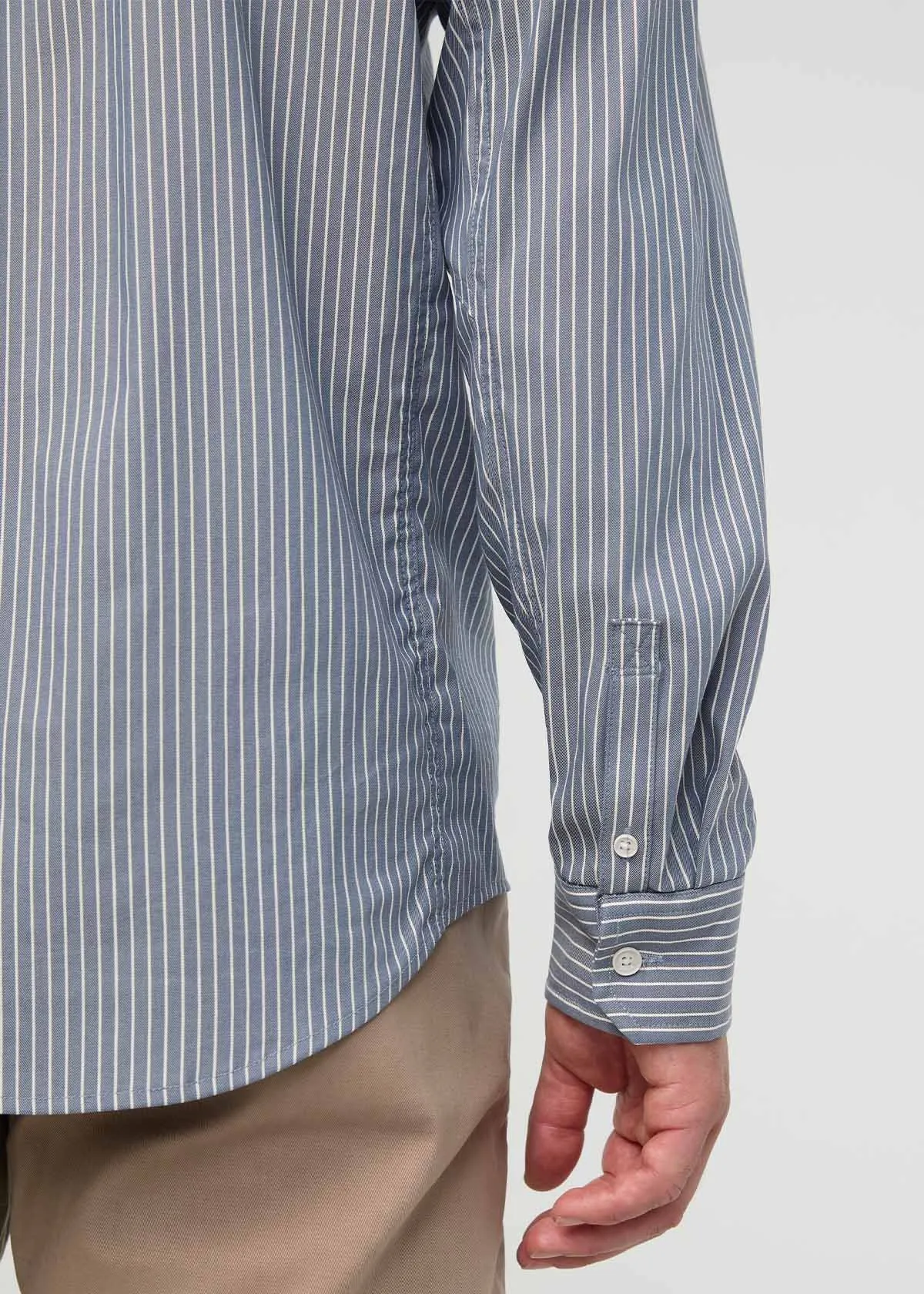 Cloudweight Twill One Pocket Shirt - Slate Blue Fine Stripe sold by DUER product image thumbnail 5