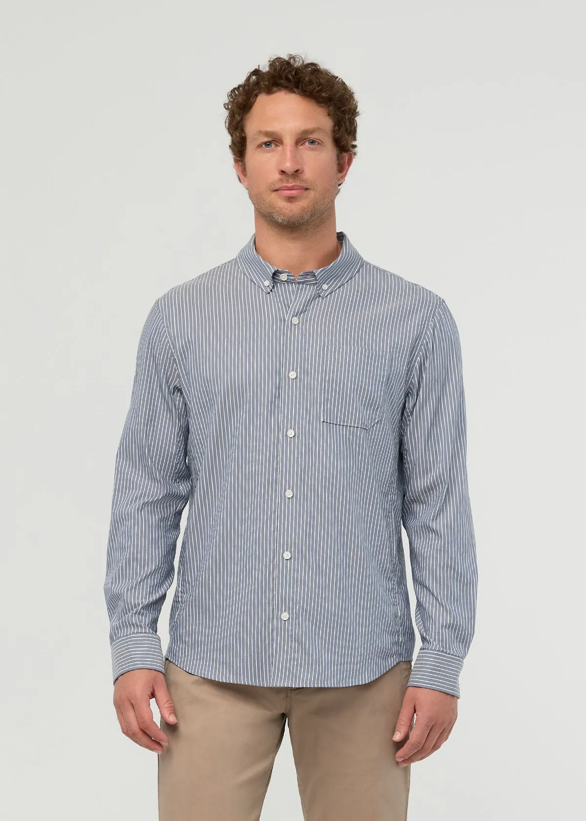 Cloudweight Twill One Pocket Shirt - Slate Blue Fine Stripe sold by DUER product image thumbnail 2