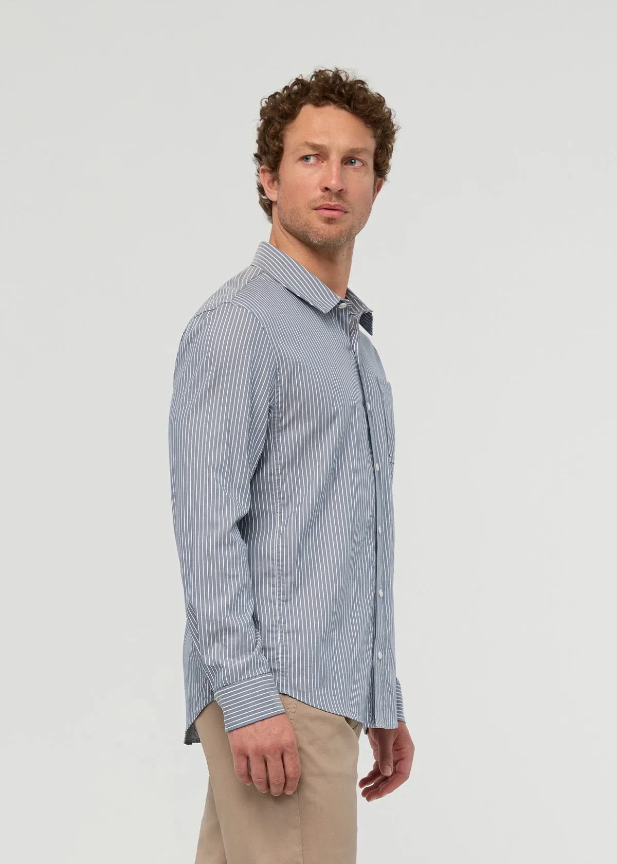 Cloudweight Twill One Pocket Shirt - Slate Blue Fine Stripe sold by DUER product image thumbnail 3