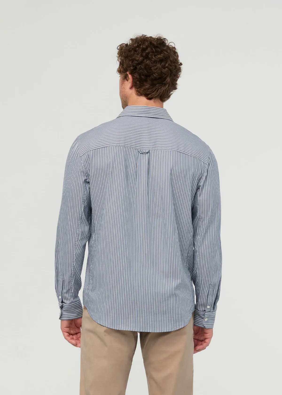 Cloudweight Twill One Pocket Shirt - Slate Blue Fine Stripe sold by DUER product image thumbnail 4