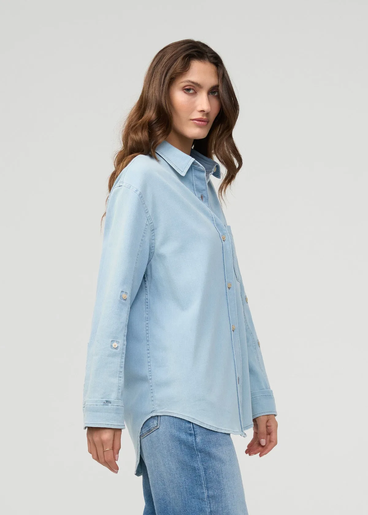 Performance Denim Lite Relaxed Button Down - Bleach sold by DUER product image thumbnail 3