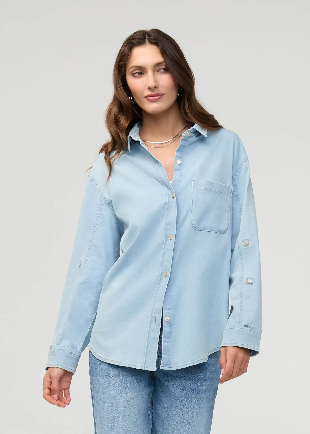 Performance Denim Lite Relaxed Button Down - Bleach sold by DUER product image thumbnail 2