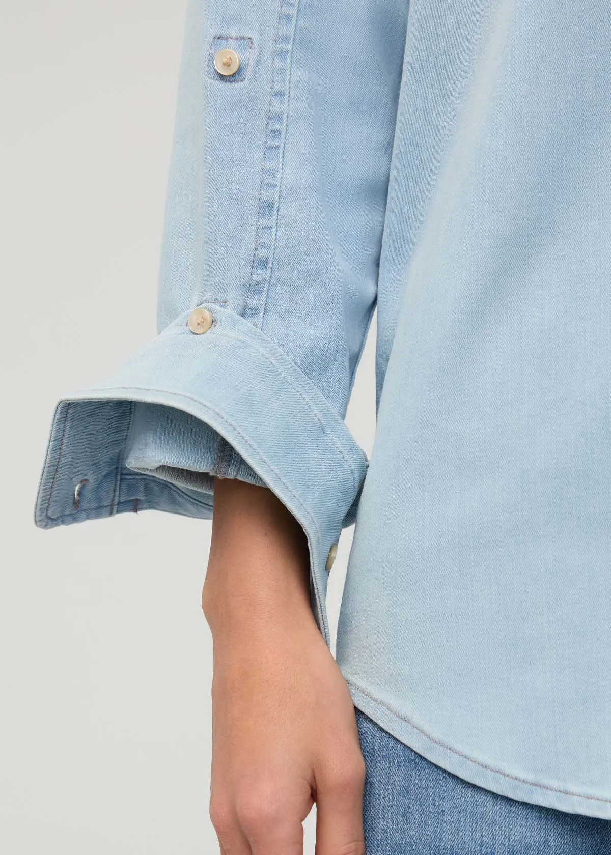 Performance Denim Lite Relaxed Button Down - Bleach sold by DUER product image thumbnail 5