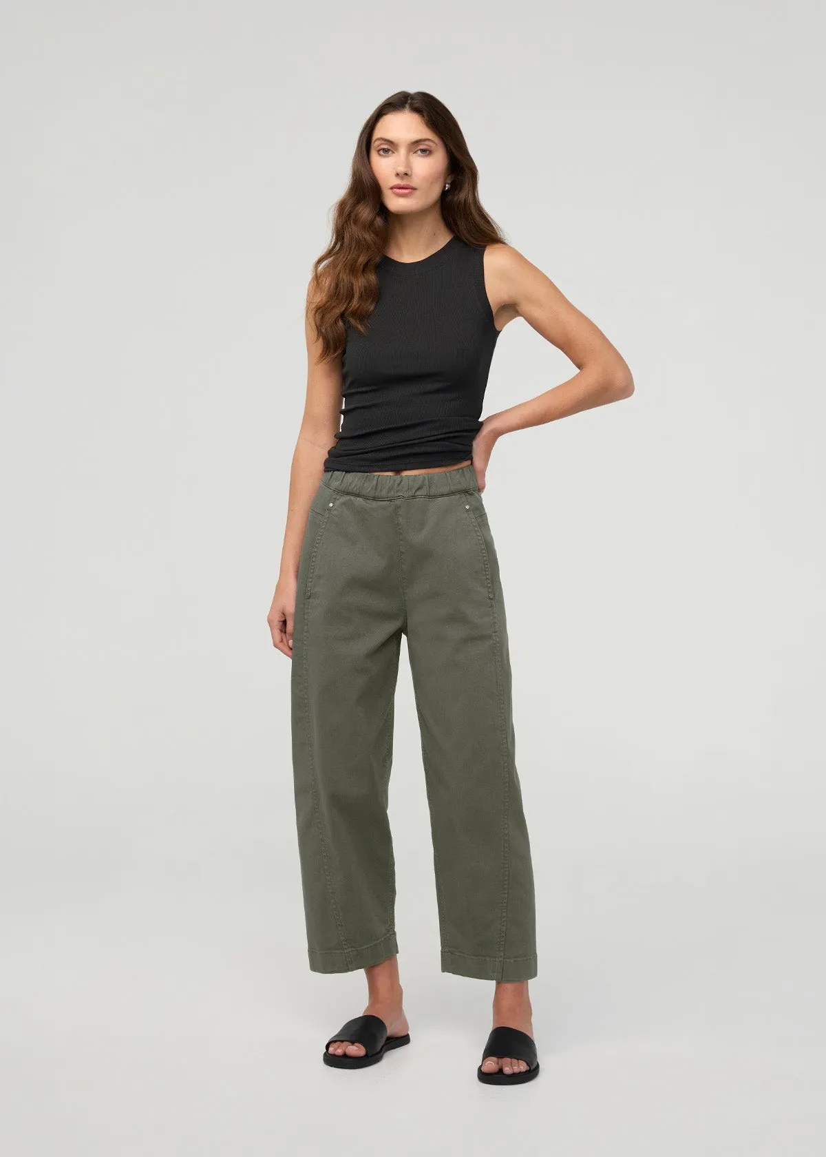 FlexTwill Barrel Pull On Pant - Thyme sold by DUER