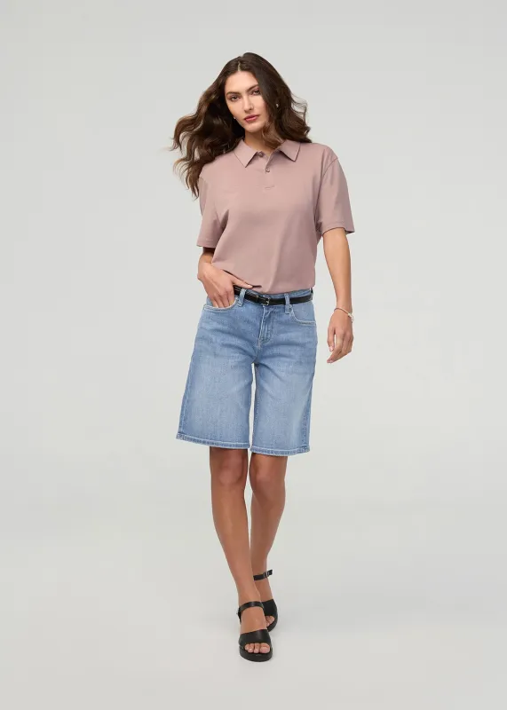 Performance Denim+ Mid Rise Loose Short made by DUER