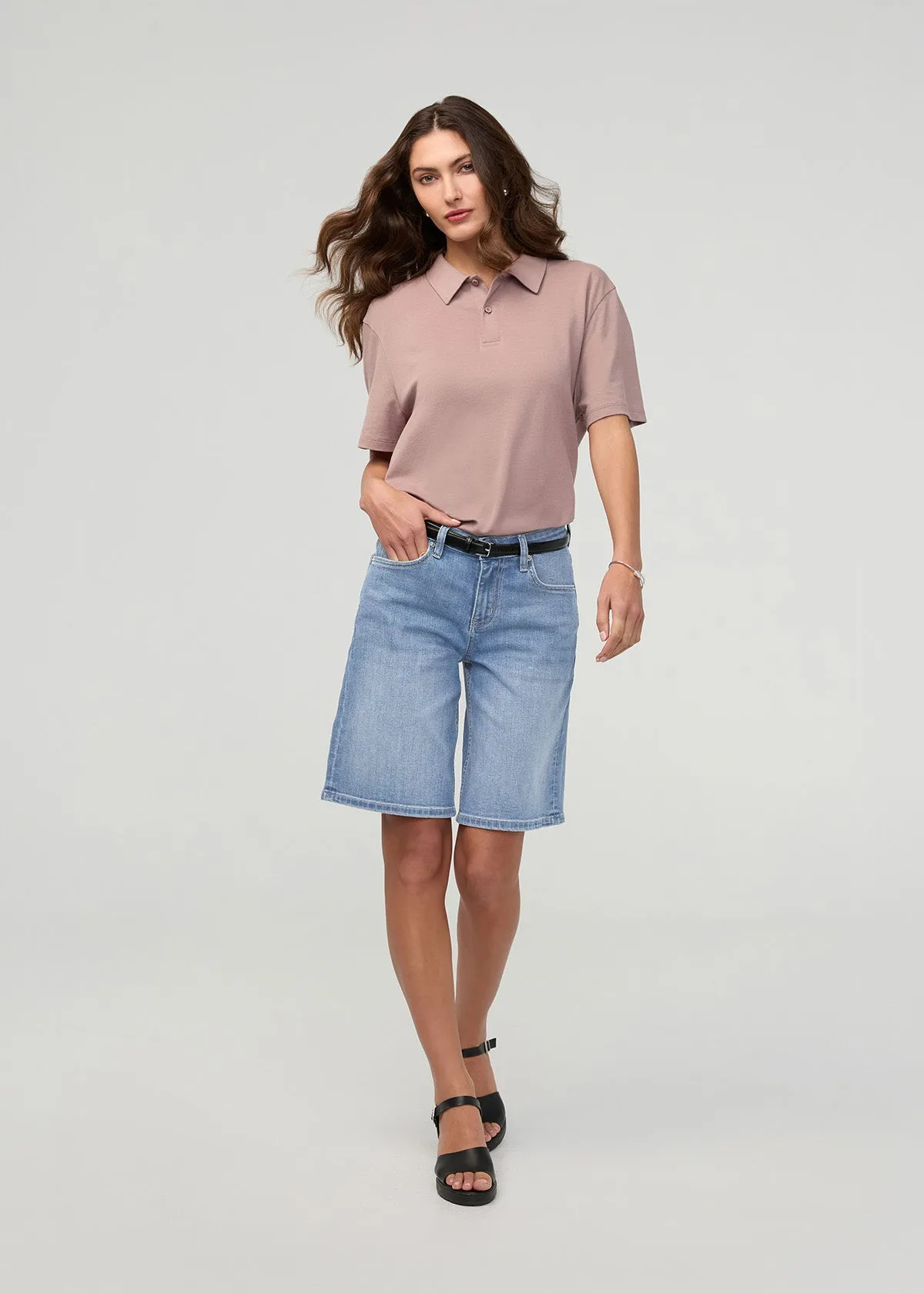Performance Denim+ Mid Rise Loose Short sold by DUER