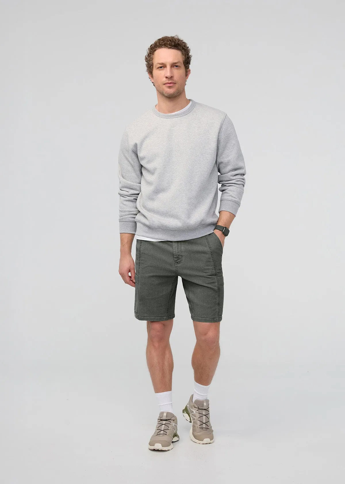 Stretch Canvas Cargo Short - Thyme sold by DUER