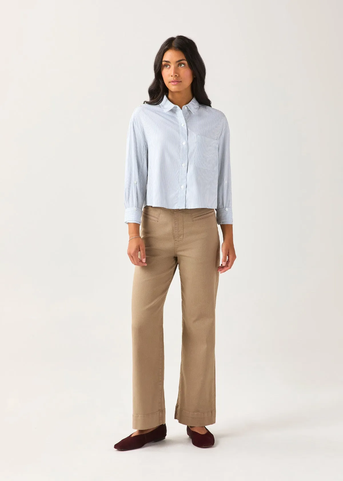 Cloudweight Twill Boxy Button Down - Light Blue Stripe sold by DUER product image thumbnail 4