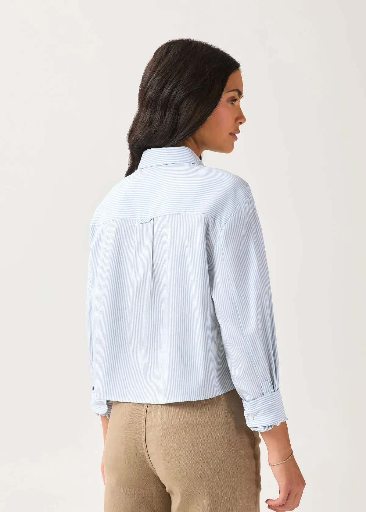 Cloudweight Twill Boxy Button Down - Light Blue Stripe sold by DUER product image thumbnail 3