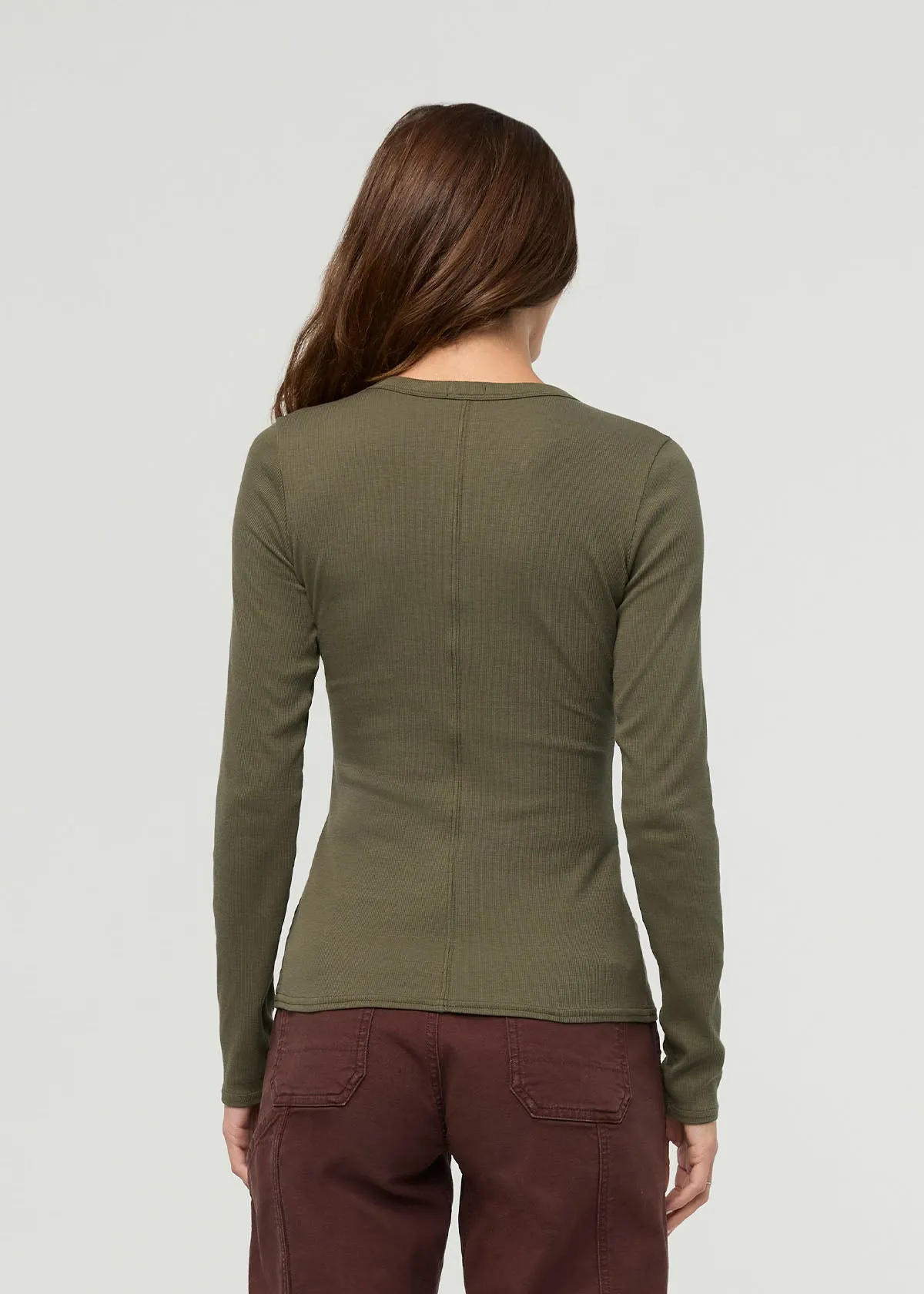 Ribbed Pima Long Sleeve Henley - Kelp sold by DUER product image thumbnail 4