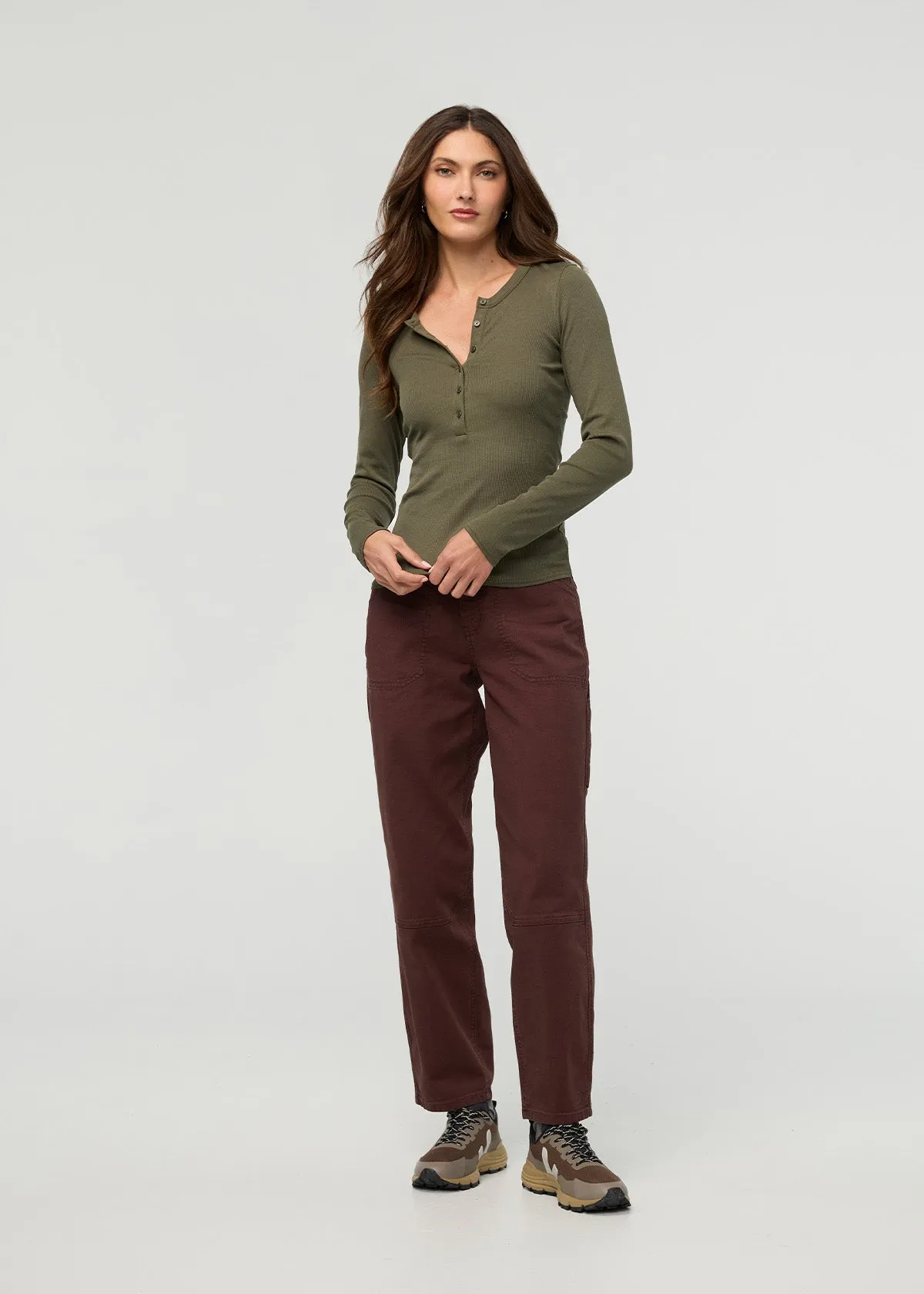 Ribbed Pima Long Sleeve Henley - Kelp sold by DUER product image thumbnail 2
