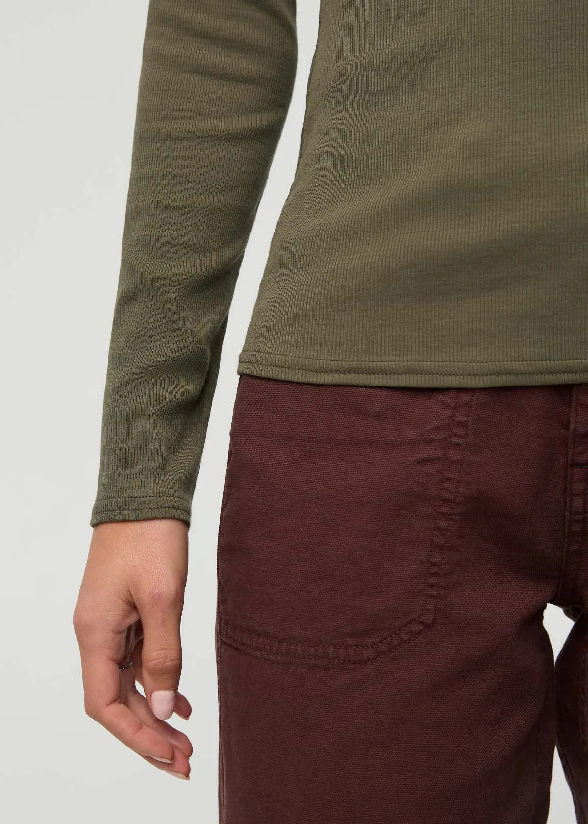 Ribbed Pima Long Sleeve Henley - Kelp sold by DUER product image thumbnail 5