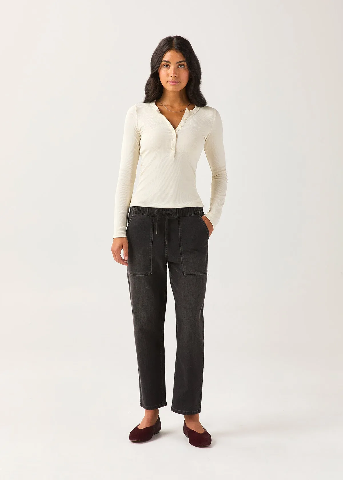 Ribbed Pima Long Sleeve Henley - Ecru sold by DUER product image thumbnail 4