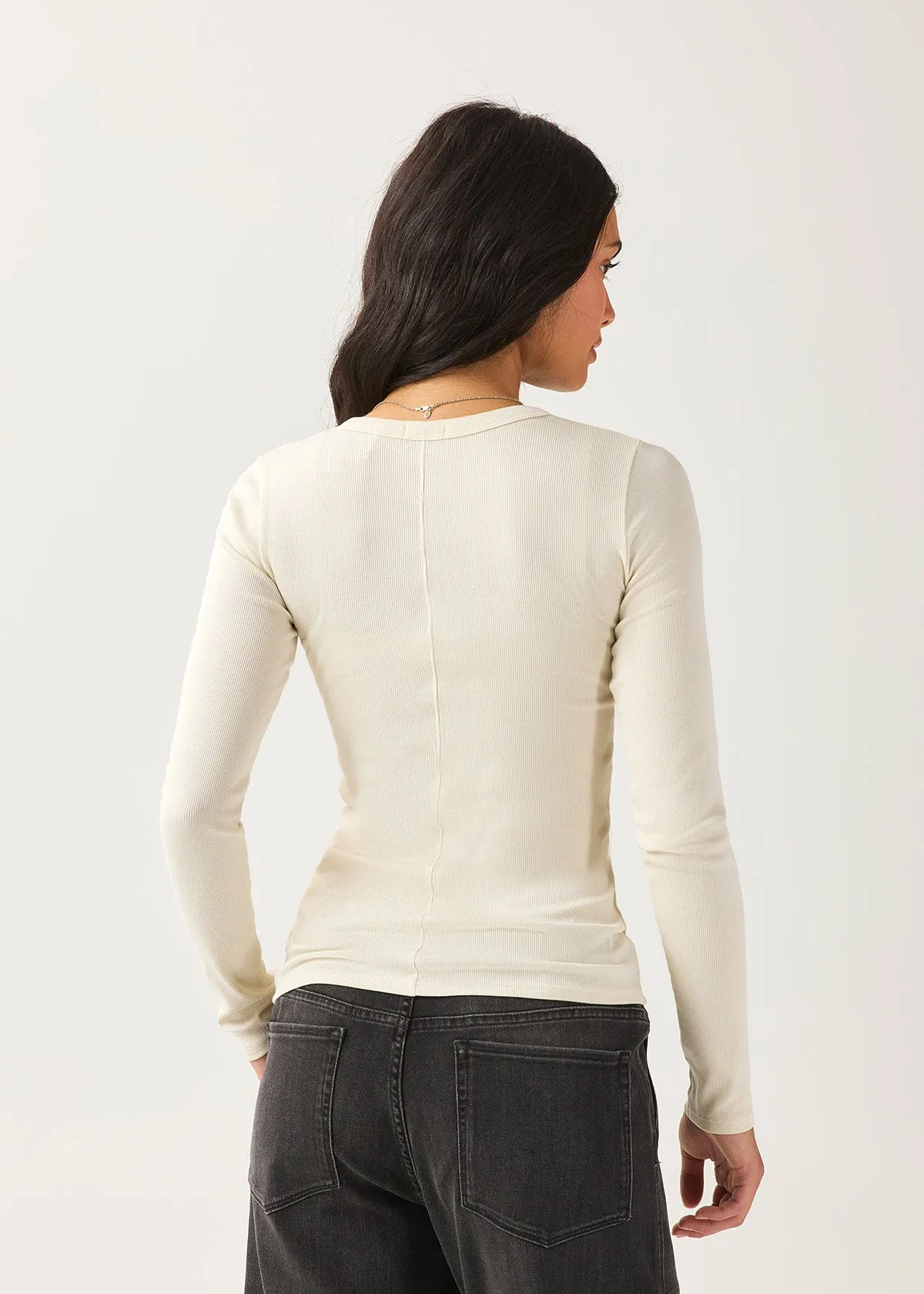 Ribbed Pima Long Sleeve Henley - Ecru sold by DUER product image thumbnail 3