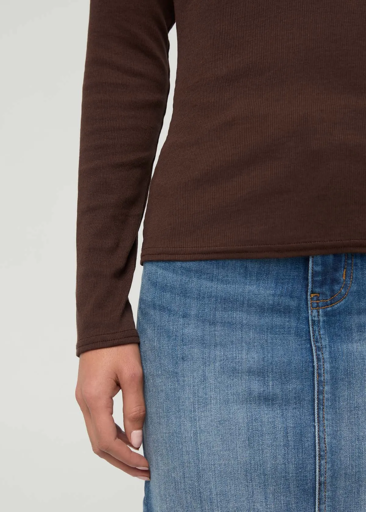 Ribbed Pima Long Sleeve Henley - Espresso sold by DUER product image thumbnail 5