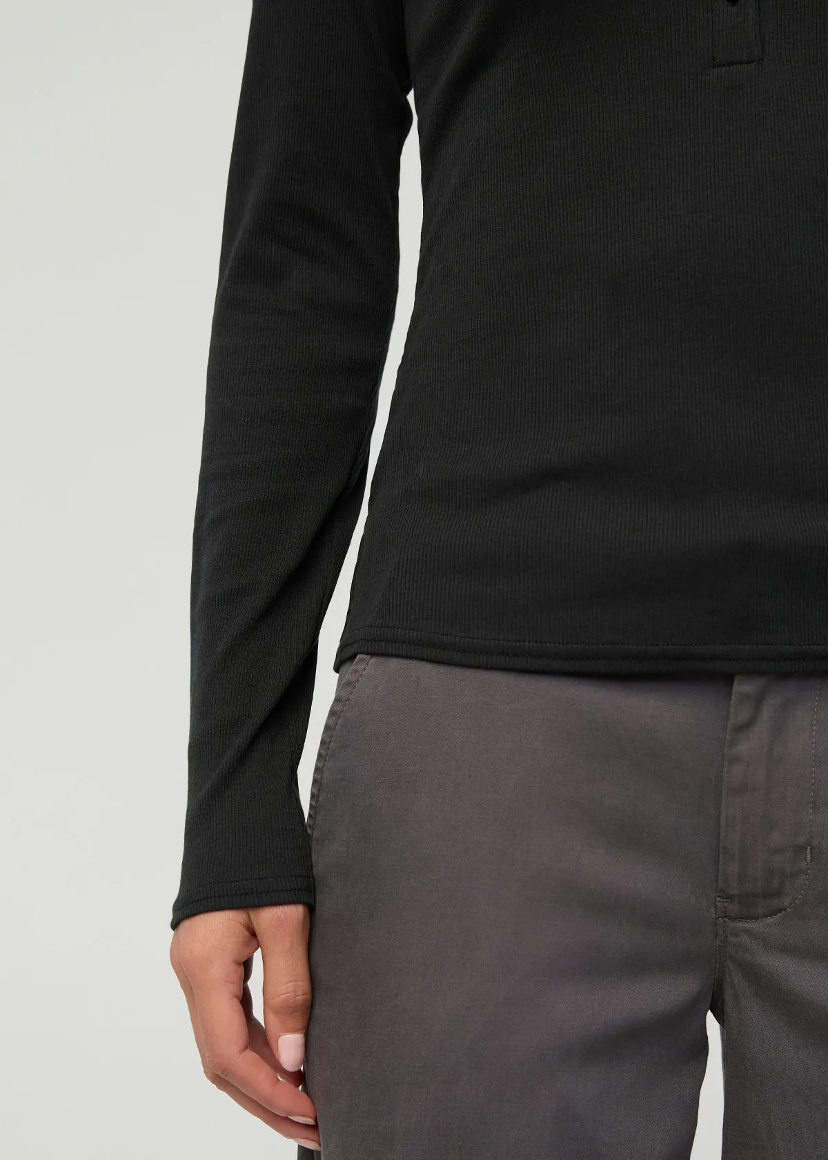 Ribbed Pima Long Sleeve Henley - Black sold by DUER product image thumbnail 5