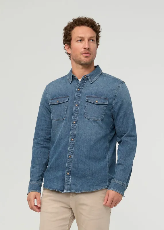 Performance Denim Lite Two- Pocket Shirt - Vintage Stone Wash made by DUER