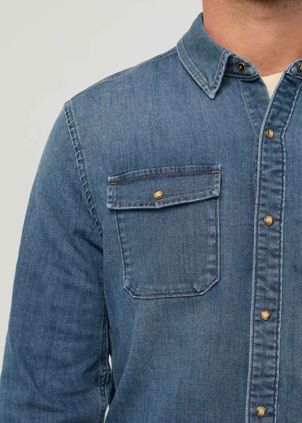 Performance Denim Lite Two- Pocket Shirt - Vintage Stone Wash sold by DUER product image thumbnail 5