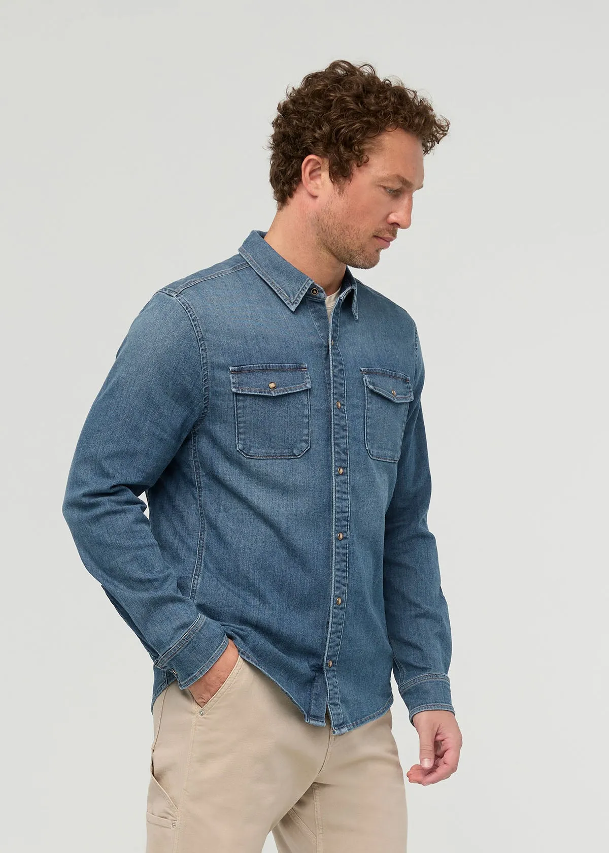 Performance Denim Lite Two- Pocket Shirt - Vintage Stone Wash sold by DUER product image thumbnail 3
