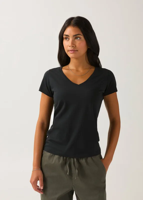 PurePima Slim V-Neck - Black made by DUER