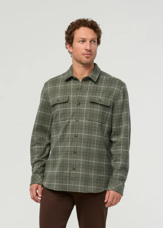 Performance Flannel Overshirt - Thyme Plaid made by DUER