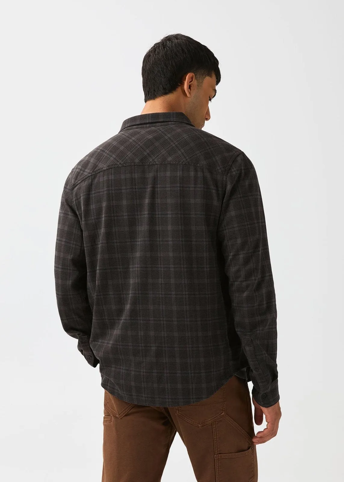 Performance Flannel Lite One-Pocket Shirt - Charcoal Plaid sold by DUER product image thumbnail 3