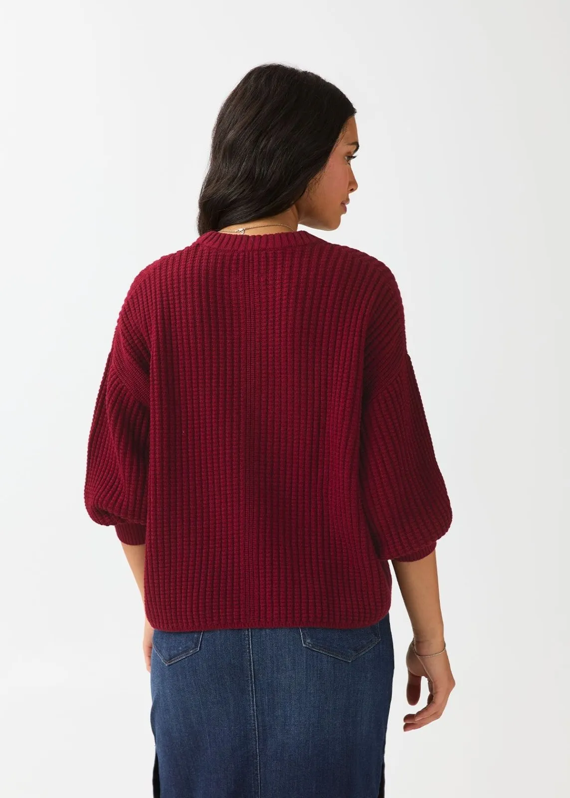 EasyKnit Waffle Relaxed Pullover - Dark Cherry sold by DUER product image thumbnail 3