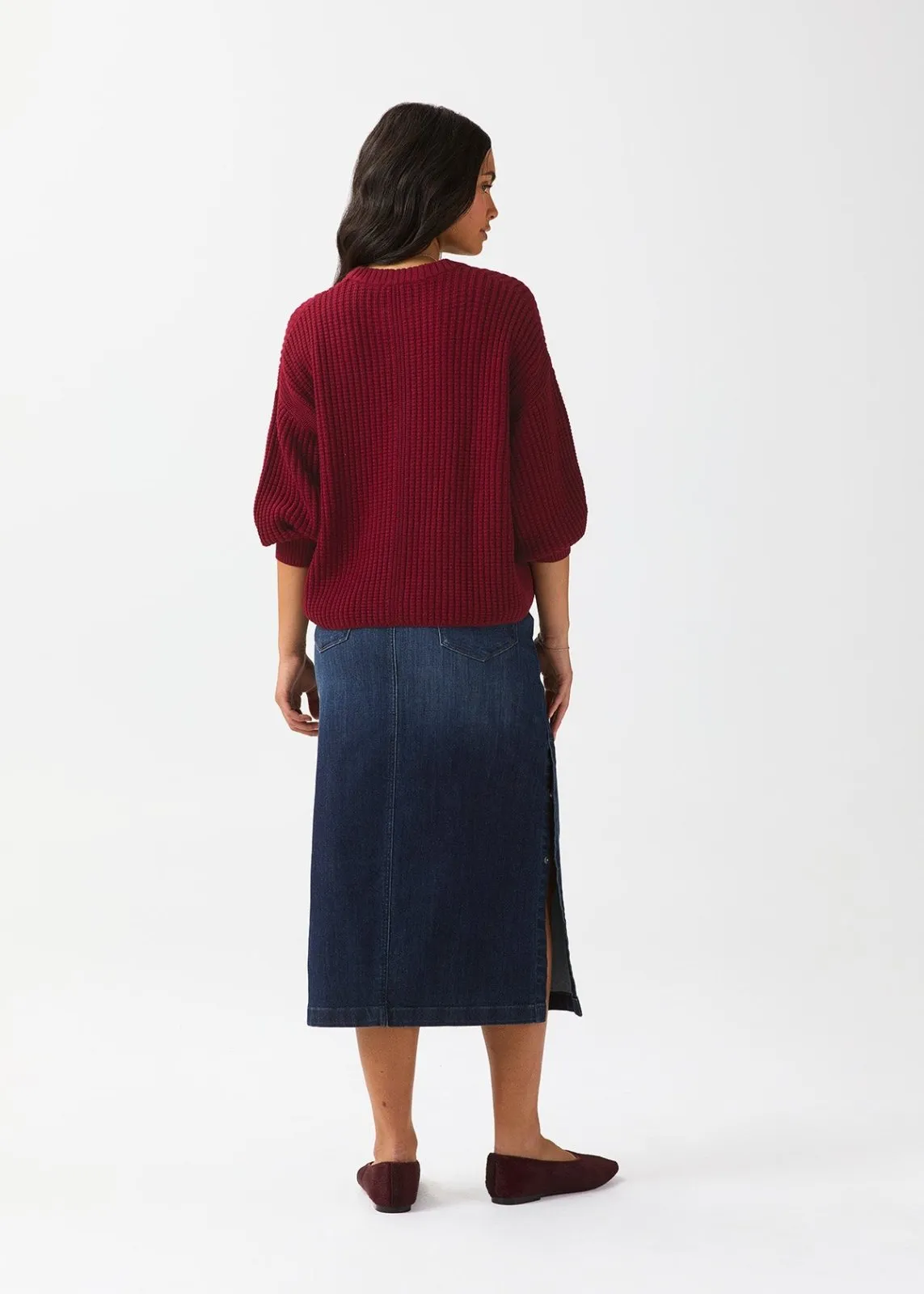 EasyKnit Waffle Relaxed Pullover - Dark Cherry sold by DUER product image thumbnail 5