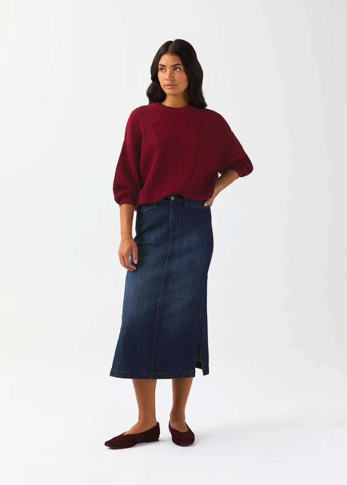 EasyKnit Waffle Relaxed Pullover - Dark Cherry sold by DUER product image thumbnail 4
