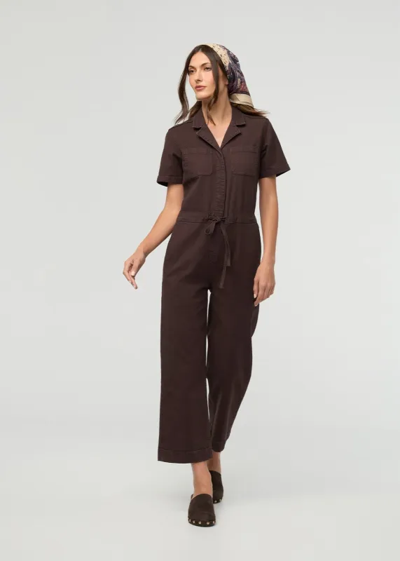 Stretch Canvas Girlfriend Jumpsuit - Garment Dye Espresso made by DUER