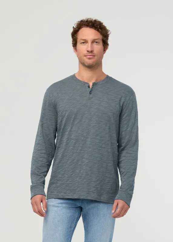 Midweight Slub Jersey Long Sleeve Henley - Slate Blue made by DUER