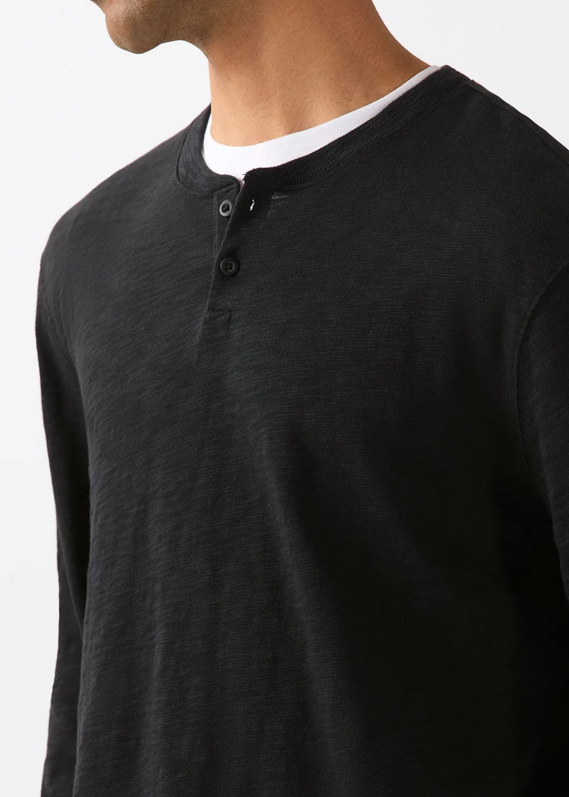 Midweight Slub Jersey Long Sleeve Henley - Black sold by DUER product image thumbnail 4