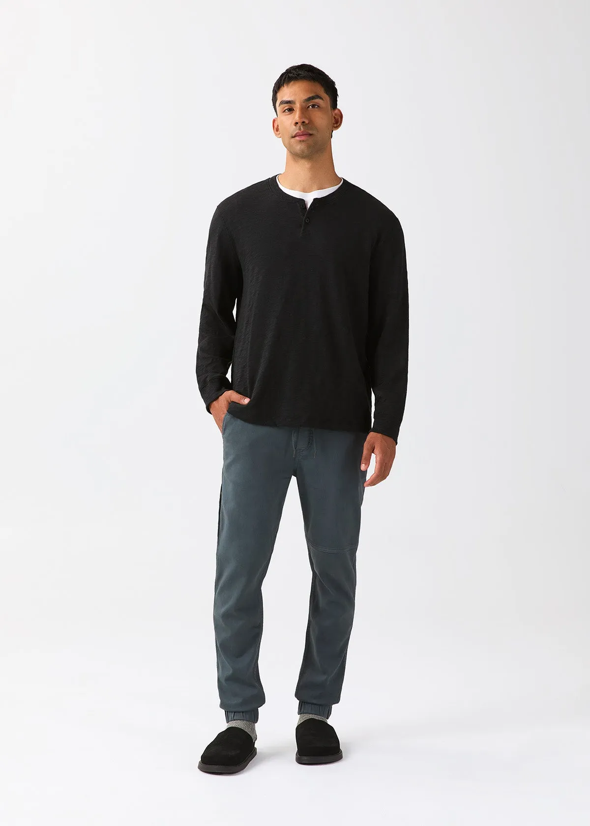 Midweight Slub Jersey Long Sleeve Henley - Black sold by DUER product image thumbnail 5