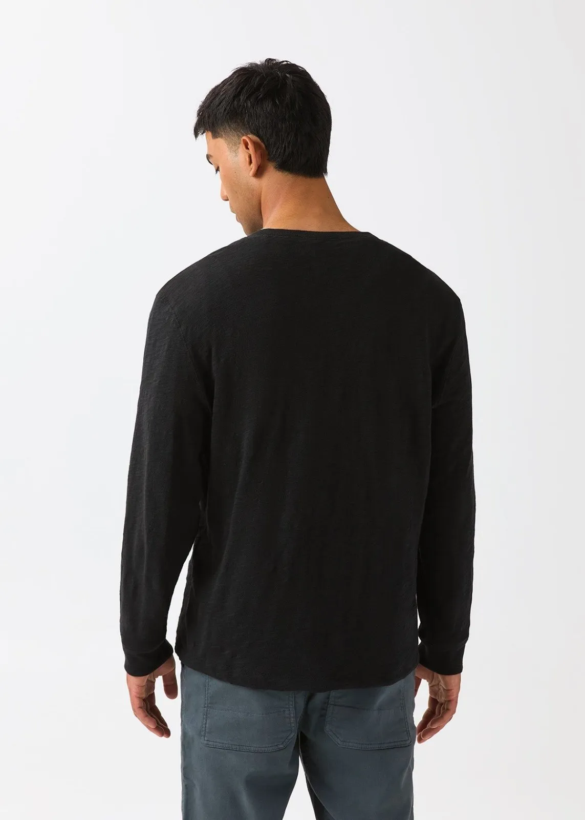 Midweight Slub Jersey Long Sleeve Henley - Black sold by DUER product image thumbnail 3