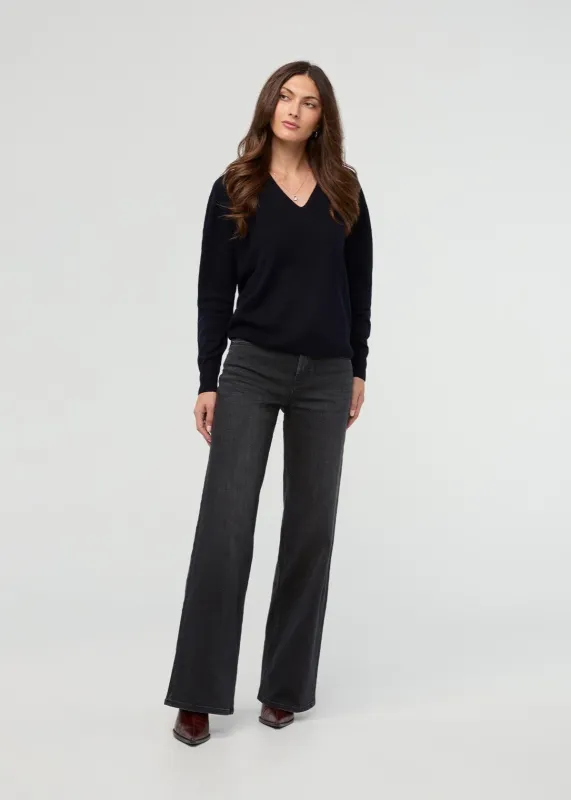 Performance Denim+ High Rise Wide Leg - Faded Black made by DUER