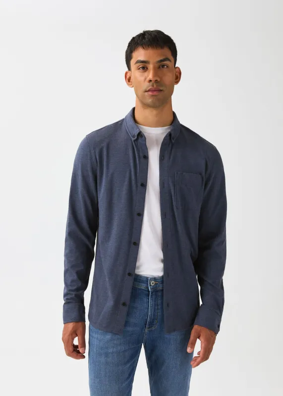 Performance Flannel Lite One-Pocket Shirt - Heather Navy made by DUER