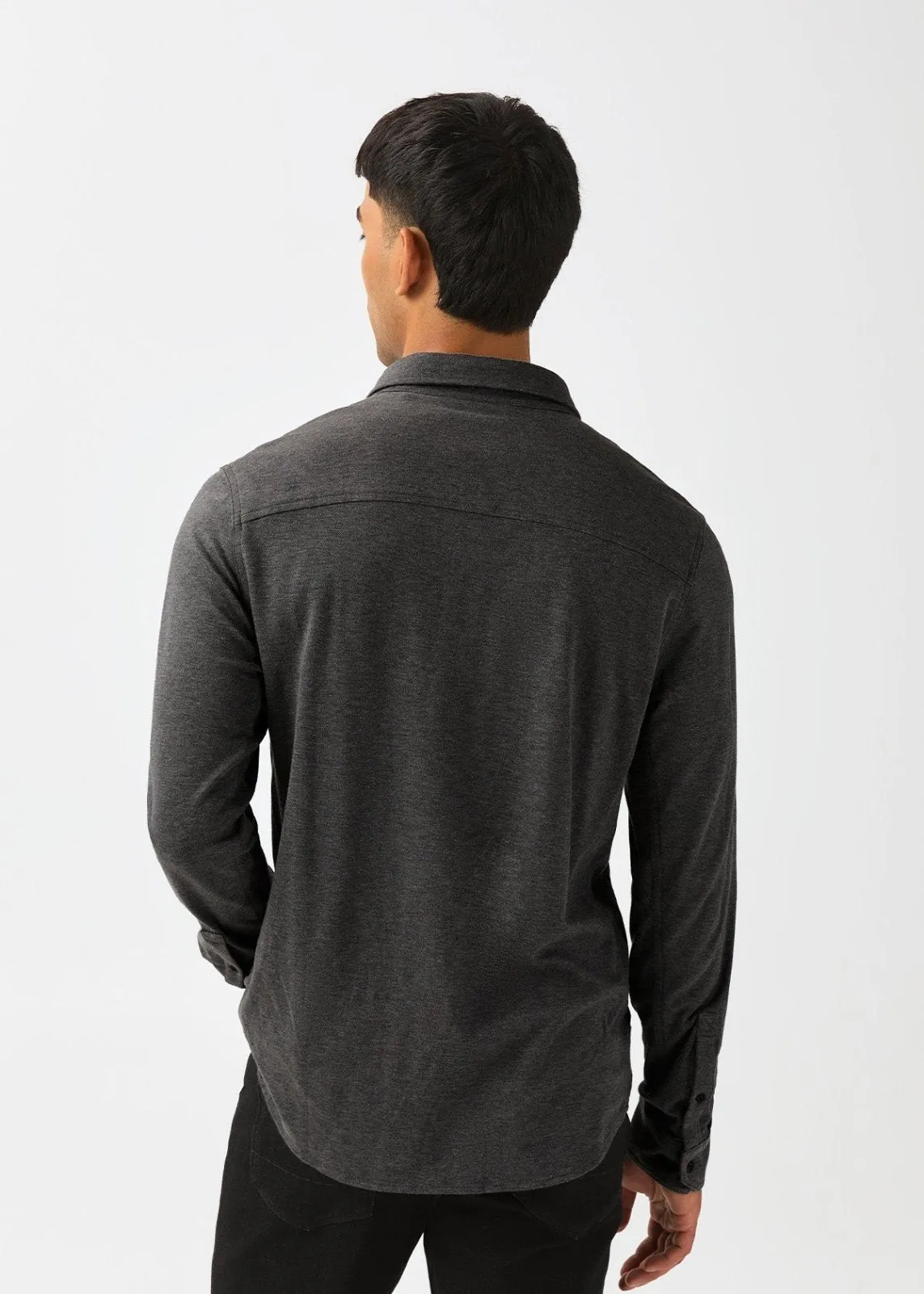 Performance Flannel Lite One-Pocket Shirt - Heather Black sold by DUER product image thumbnail 4