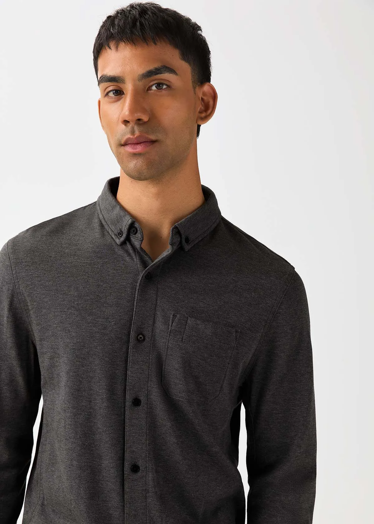 Performance Flannel Lite One-Pocket Shirt - Heather Black sold by DUER product image thumbnail 2